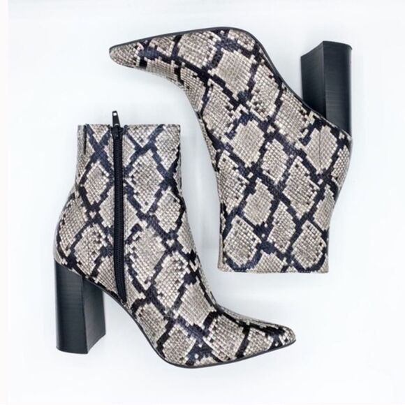 Jeffrey Campbell Raven Snake Print Heel Booties Size 8,5 M - Picture 1 of 9